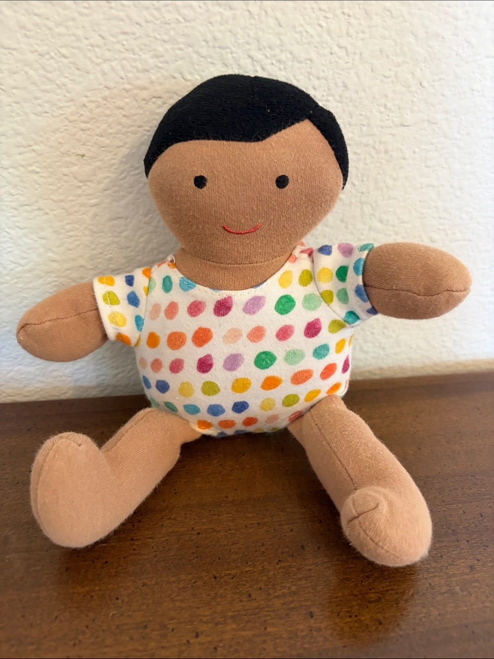 Lovevery Organic Cotton Baby Doll Multicolor Dot Bodysuit Soft Brown Skin